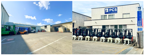 仙台市若林区にあるPCS仙台営業所の外観。フォークリフトレンタルの拠点として宮城・東北全域に対応。