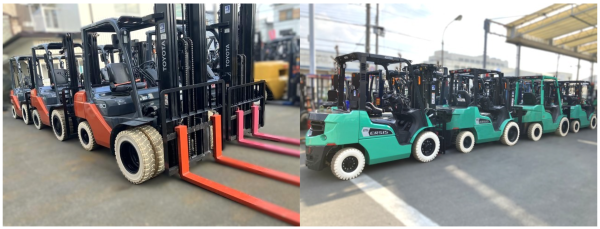 約300台のフォークリフトを保有するピー・シー・エス大阪営業所