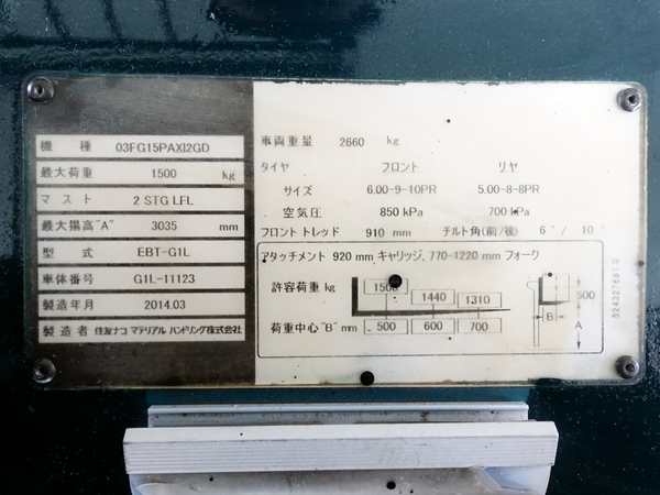 03-FG15PAXI 1.5トン ガソリン 【中古フォークリフトのPCS】