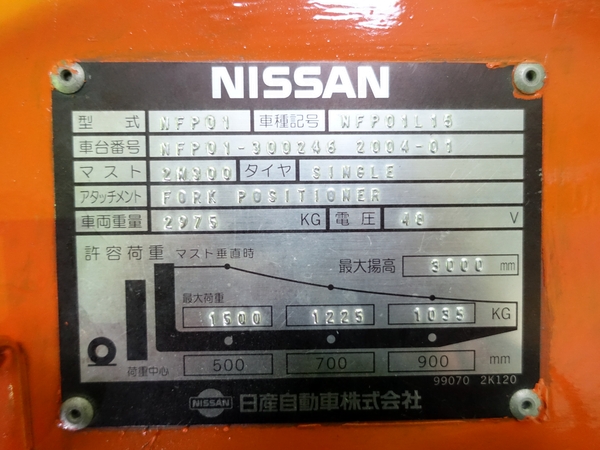 NFP01 1.5トン バッテリー 【中古フォークリフトのPCS】