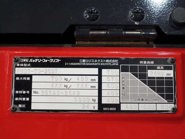 FBD7-70-250T 0.7トン ウォーキーリフト 【中古フォークリフトのPCS】