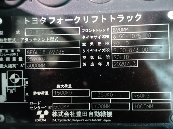 02-8FGL15 1.5トン ガソリン/LPG 【中古フォークリフトのPCS】
